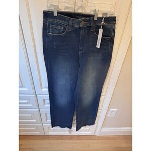 NWT Chico's High Rise Straight Leg Jeans Size 1R US 8R Raw Hem Stretch Denim